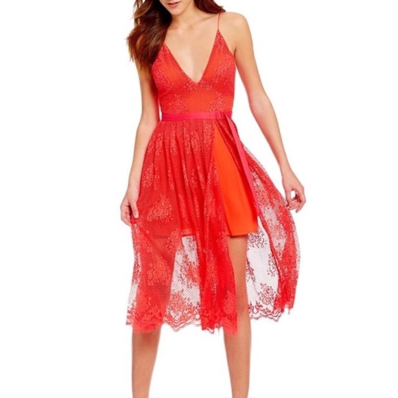 Free People Dresses & Skirts - Free People Small lace dress floral red high low